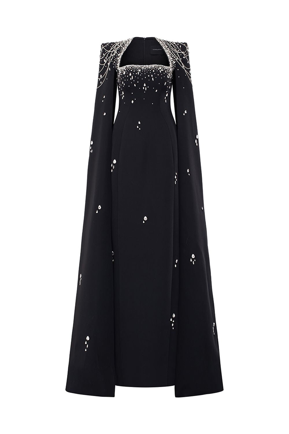 Long Cape Sleeves Floor Length Dress